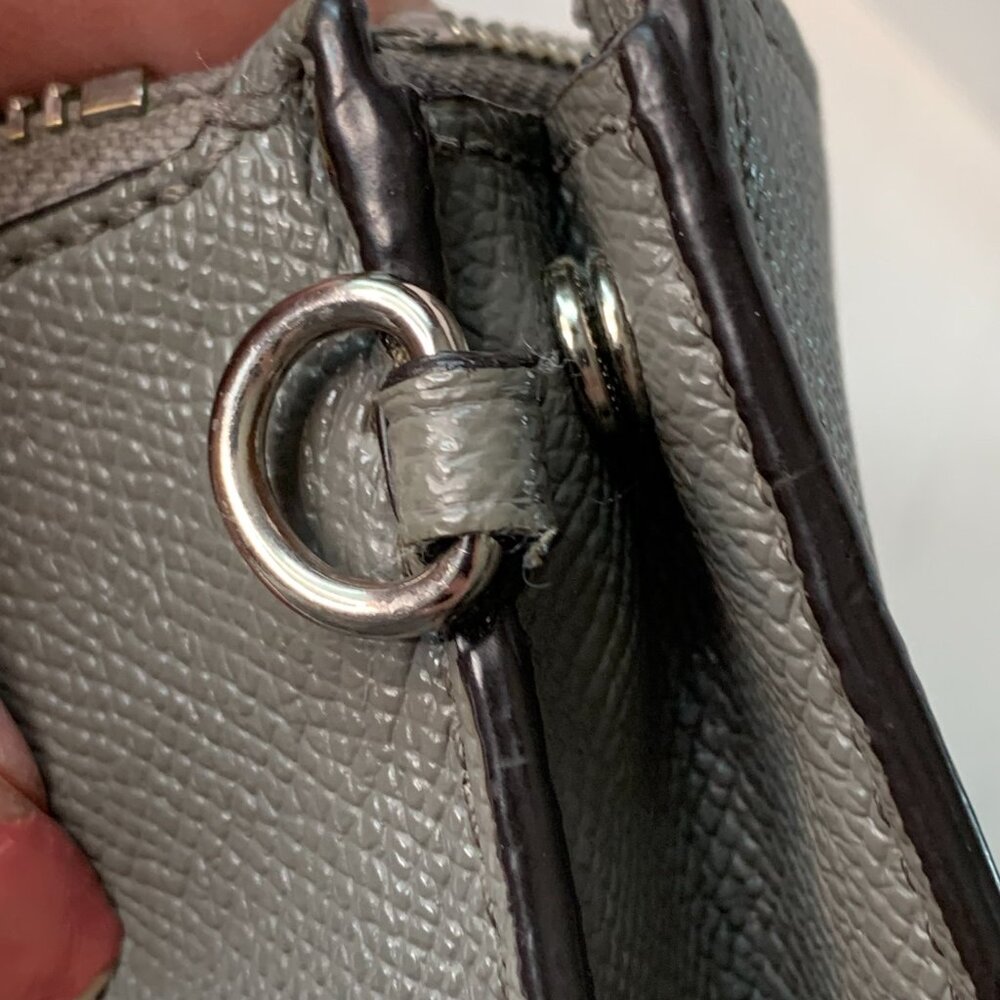 Coach  Double Zip Wristlet – Gray Crossgrain Leather - Picture 14 of 14